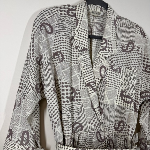 Vintage Orite Petite 70s 90s Geometric Paisley Print Midi Dress Size Large - Picture 10 of 16